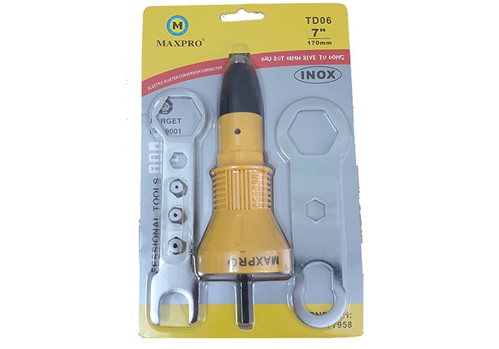 7" (170mm) Đầu rút đinh rive tự động gắn vào máy khoan Maxpro TD06