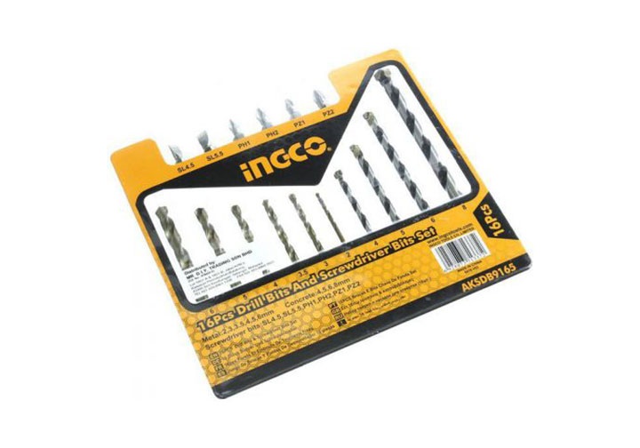 Bộ 16 mũi khoan kim loại và mũi bắt vít INGCO AKSDB9165