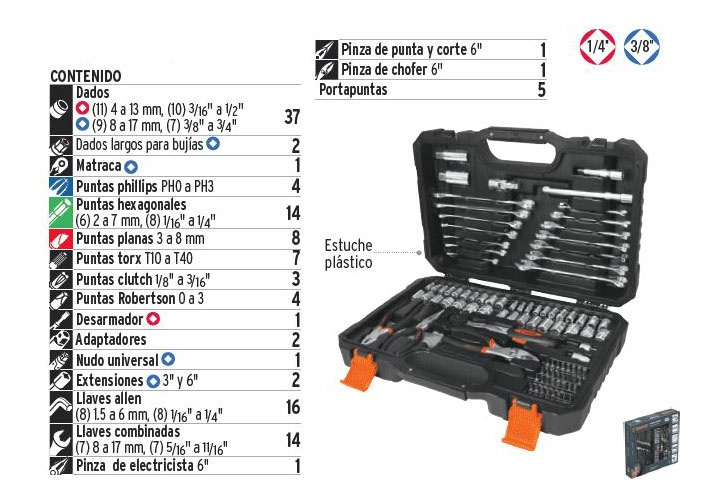 Bộ đồ nghề cầm tay 124 chi tiết Truper 17090 (SET-124)